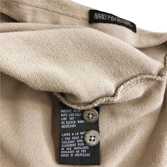 Harley-Davidson Polo Shirt Tan Short Sleeve Small Embroidered Logo Men’s Large - Picture 14 of 14